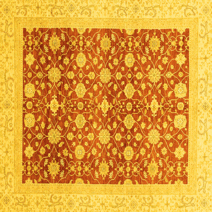 Square Machine Washable Oriental Yellow Modern Rug, wshabs4050yw