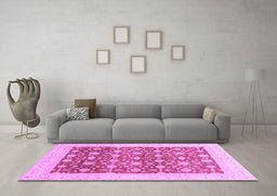 Machine Washable Oriental Purple Modern Area Rugs in a Living Room, wshabs4050pur
