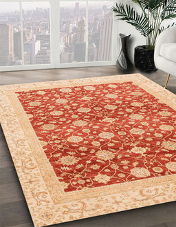 Machine Washable Abstract Orange Red Rug in a Family Room, wshabs4050