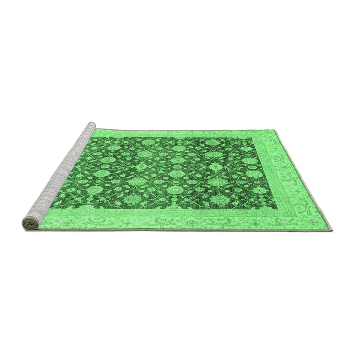 Sideview of Machine Washable Oriental Emerald Green Modern Area Rugs, wshabs4050emgrn