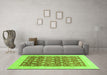 Machine Washable Oriental Green Modern Area Rugs in a Living Room,, wshabs4050grn