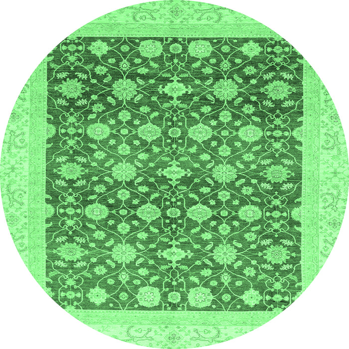 Round Machine Washable Oriental Emerald Green Modern Area Rugs, wshabs4050emgrn