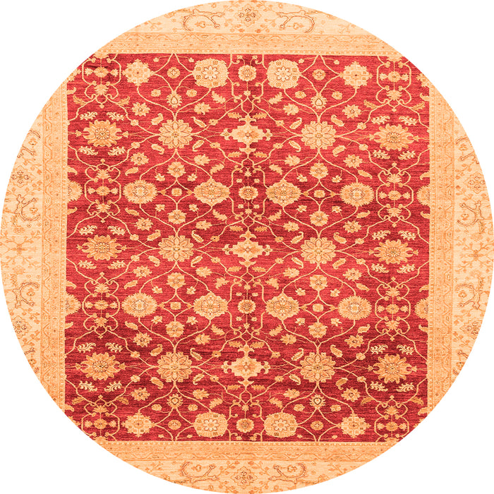 Round Oriental Orange Modern Rug, abs4050org