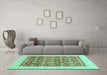 Machine Washable Oriental Turquoise Modern Area Rugs in a Living Room,, wshabs4050turq