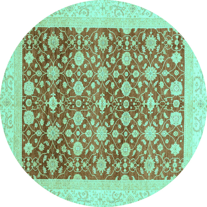 Round Oriental Turquoise Modern Rug, abs4050turq