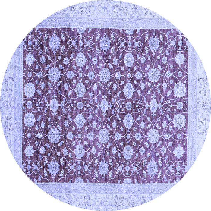 Round Machine Washable Oriental Blue Modern Rug, wshabs4050blu