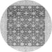 Round Machine Washable Oriental Gray Modern Rug, wshabs4050gry