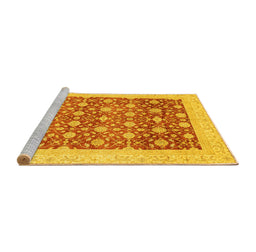 Sideview of Machine Washable Oriental Yellow Modern Rug, wshabs4050yw