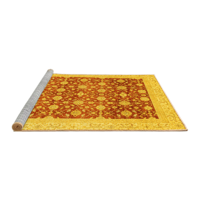 Sideview of Machine Washable Oriental Yellow Modern Rug, wshabs4050yw