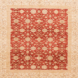 Square Abstract Orange Red Oriental Rug, abs4050