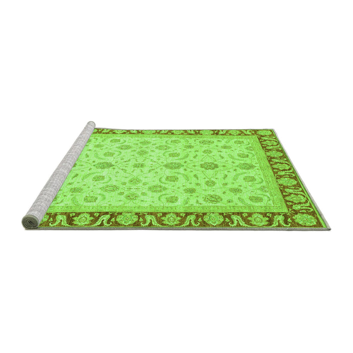Sideview of Machine Washable Oriental Green Modern Area Rugs, wshabs4051grn