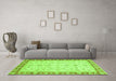 Machine Washable Oriental Green Modern Area Rugs in a Living Room,, wshabs4051grn