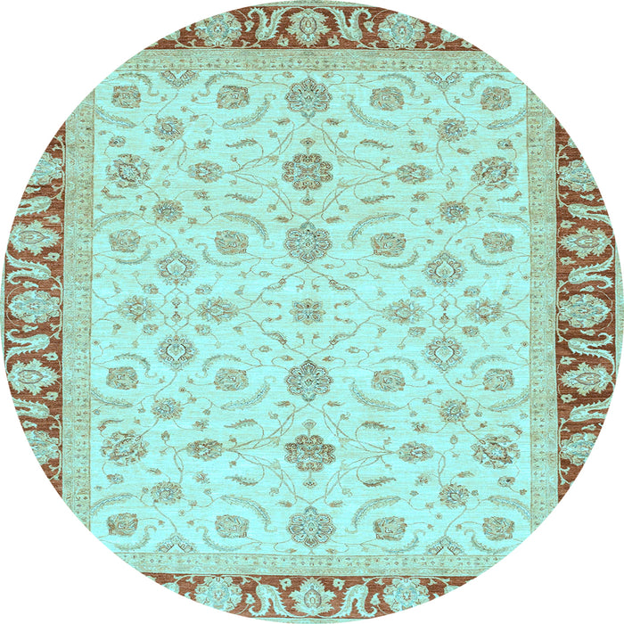 Round Oriental Light Blue Modern Rug, abs4051lblu