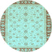 Round Oriental Light Blue Modern Rug, abs4051lblu