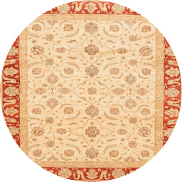 Round Abstract Orange Oriental Rug, abs4051