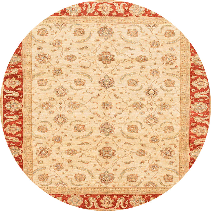 Round Abstract Orange Oriental Rug, abs4051