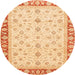 Round Abstract Orange Oriental Rug, abs4051