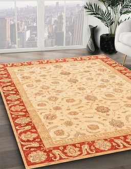 Machine Washable Abstract Orange Rug in a Family Room, wshabs4051