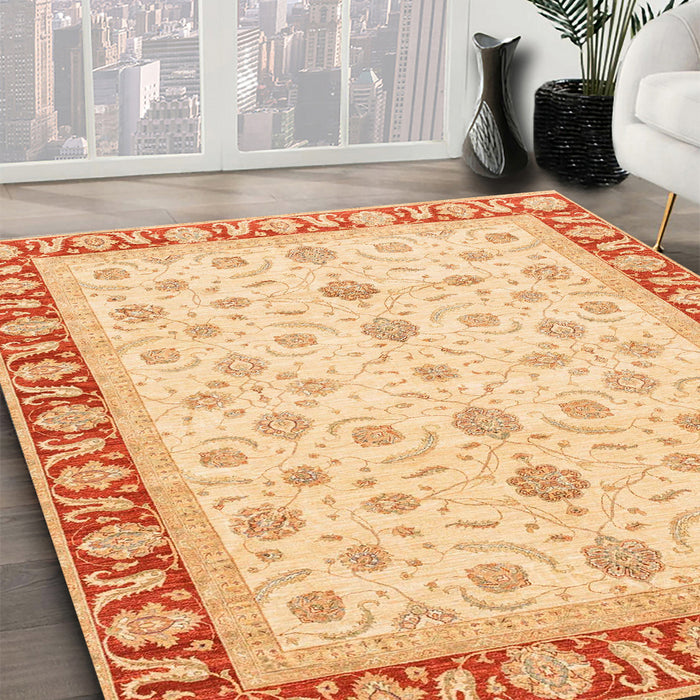 Machine Washable Abstract Orange Rug in a Family Room, wshabs4051