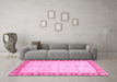 Machine Washable Oriental Pink Modern Rug in a Living Room, wshabs4051pnk