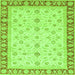 Square Machine Washable Oriental Green Modern Area Rugs, wshabs4051grn