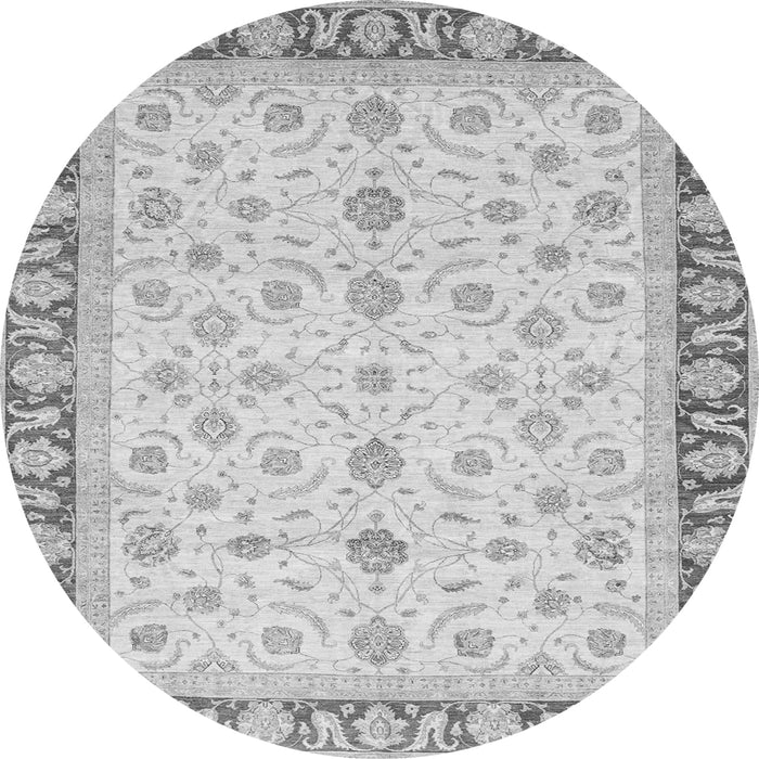 Round Machine Washable Oriental Gray Modern Rug, wshabs4051gry