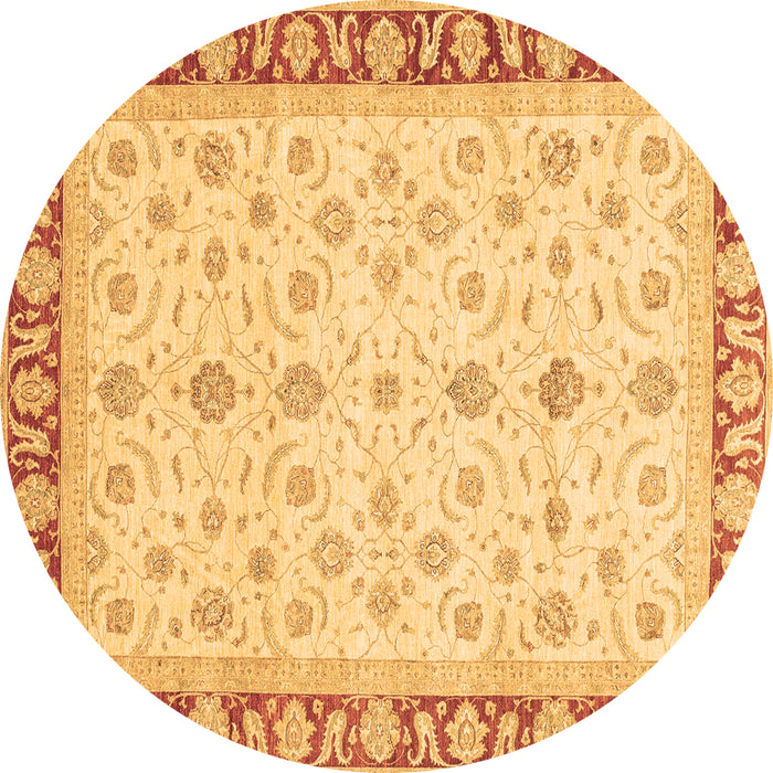 Round Machine Washable Oriental Brown Modern Rug, wshabs4051brn