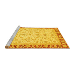 Sideview of Machine Washable Oriental Yellow Modern Rug, wshabs4051yw