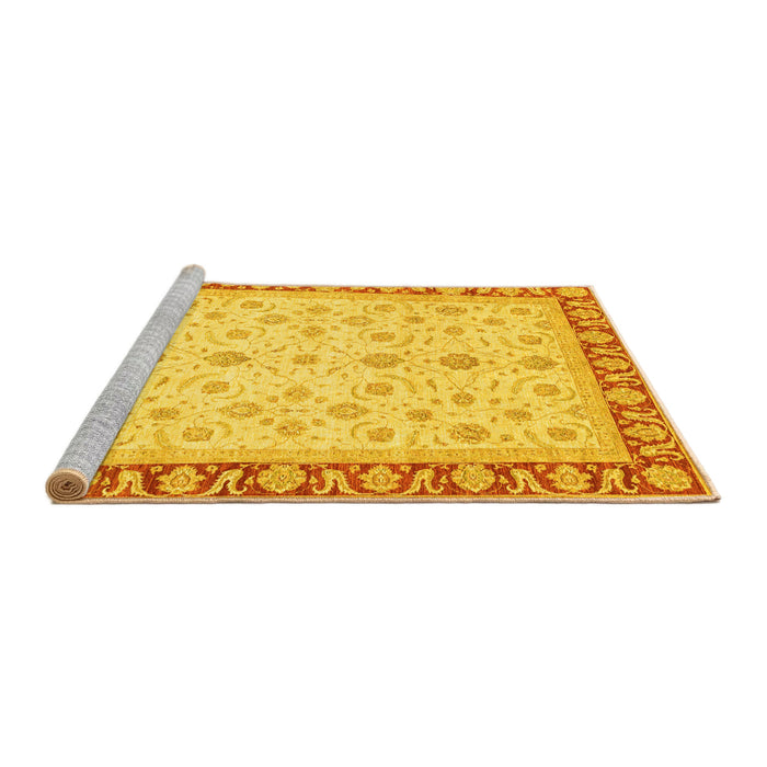 Sideview of Machine Washable Oriental Yellow Modern Rug, wshabs4051yw