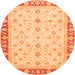 Round Machine Washable Oriental Orange Modern Area Rugs, wshabs4051org