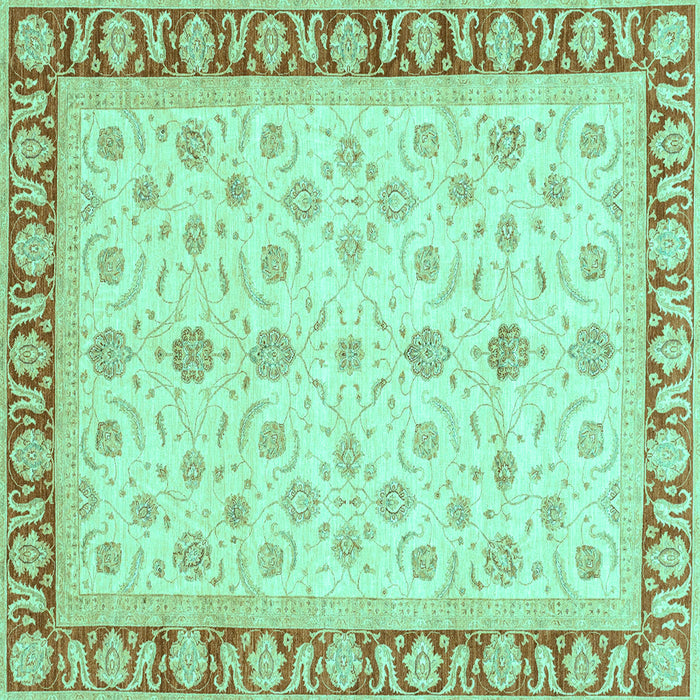 Square Machine Washable Oriental Turquoise Modern Area Rugs, wshabs4051turq
