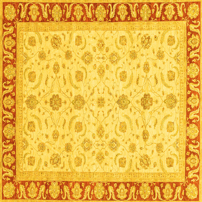 Square Machine Washable Oriental Yellow Modern Rug, wshabs4051yw