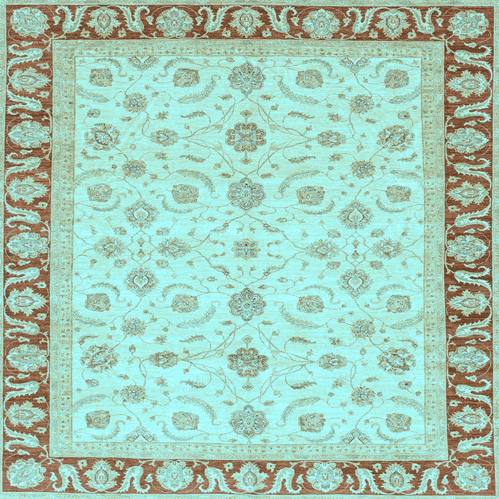 Square Machine Washable Oriental Light Blue Modern Rug, wshabs4051lblu