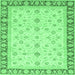 Square Machine Washable Oriental Emerald Green Modern Area Rugs, wshabs4051emgrn