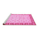 Sideview of Machine Washable Oriental Pink Modern Rug, wshabs4051pnk