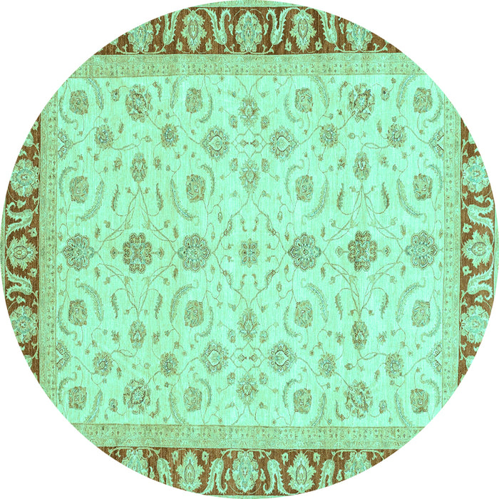Round Oriental Turquoise Modern Rug, abs4051turq