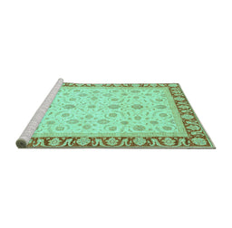 Sideview of Machine Washable Oriental Turquoise Modern Area Rugs, wshabs4051turq