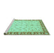 Sideview of Machine Washable Oriental Turquoise Modern Area Rugs, wshabs4051turq