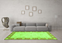 Machine Washable Oriental Green Modern Rug, wshabs4052grn