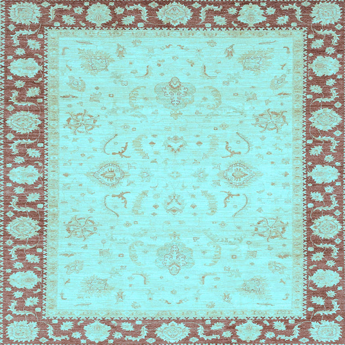 Square Machine Washable Oriental Light Blue Modern Rug, wshabs4052lblu