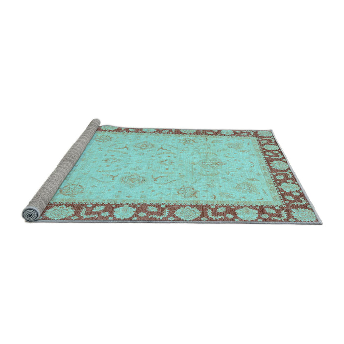 Sideview of Machine Washable Oriental Light Blue Modern Rug, wshabs4052lblu