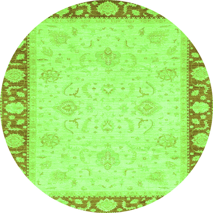 Round Machine Washable Oriental Green Modern Area Rugs, wshabs4052grn