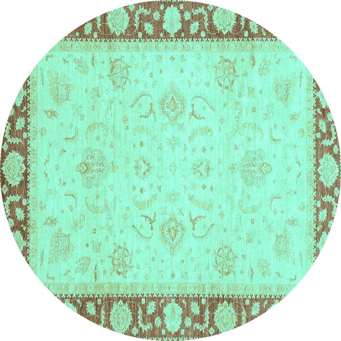 Round Oriental Turquoise Modern Rug, abs4052turq