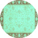 Round Oriental Turquoise Modern Rug, abs4052turq