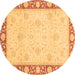 Round Oriental Brown Modern Rug, abs4052brn