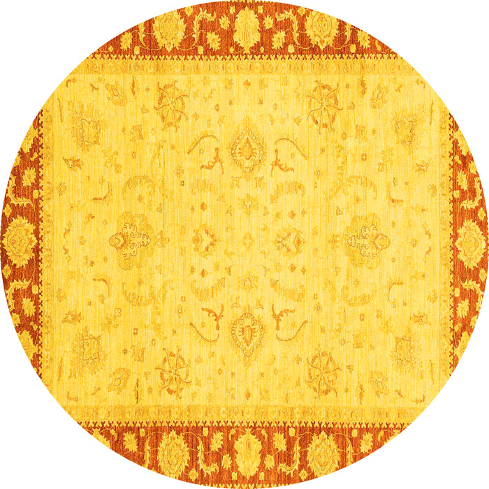 Round Oriental Yellow Modern Rug, abs4052yw