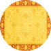 Round Oriental Yellow Modern Rug, abs4052yw