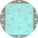 Round Oriental Light Blue Modern Rug, abs4052lblu