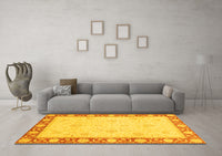 Machine Washable Oriental Yellow Modern Rug, wshabs4052yw