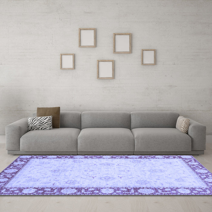 Machine Washable Oriental Blue Modern Rug in a Living Room, wshabs4052blu